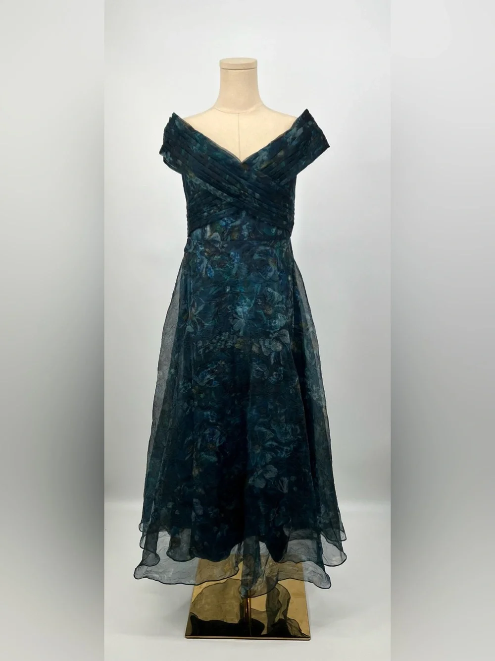 THEIA Auden Off Shoulder Midi Dress | 8 NWT Alfresco Floral - Picture 6 of 15